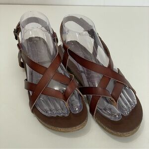 Blowfish Malibu Strappy Brown Leather Granola Sandals